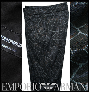 新品7.2万【EMPORIO ARMANI アルマーニ】伊製/寛ぎある優雅なシルエット/総柄デザインニットジャージーパンツ52/88‐102㎝相当/