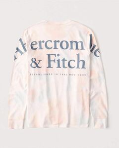 新品 正規品 A&F ライトピンクタイダイ 長袖プリントロゴTシャツ LP