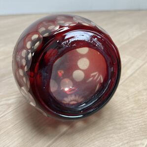 (A1877) 昭和レトロ デキャンター グラスセット ガラス 和ガラス 赤 水差し 色ガラス アンティーク インテリア コレクションの画像6