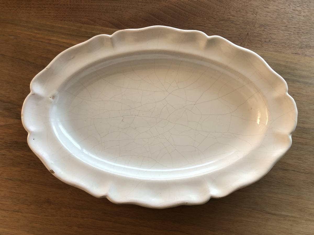 フランスアンティーク アンティーク 南仏 ムスティエ 22㎝ 白錫釉 平皿