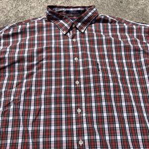 【90sビッグサイズ】チェックパターン　オーバーサイズボタンダウン シャツ　レッド　2XLサイズ 古着　長袖シャツ