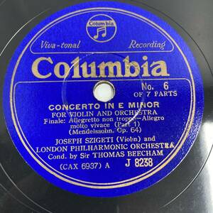 SP record record CONCERTO IN E MINOR No.6/7 J8238 diameter 30cm Columbia ( control number r-82)