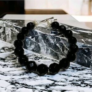 天然石 高品質新品 天然石 パワーストーン 数珠 ブレスレット バングル カットオニキス96909690
