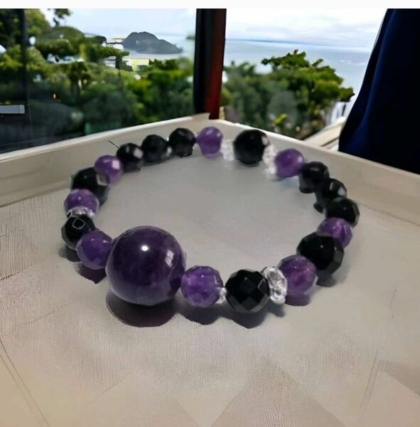 天然石 高品質新品 紫園きらり 天然石 パワーストーン 数珠ブレスレット バングル36853685
