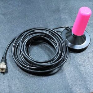 [ free shipping ] pink short antenna + base + coaxial cable 5m 3 point set Mobil for 144 / 430MHz amateur radio very thick in-vehicle 