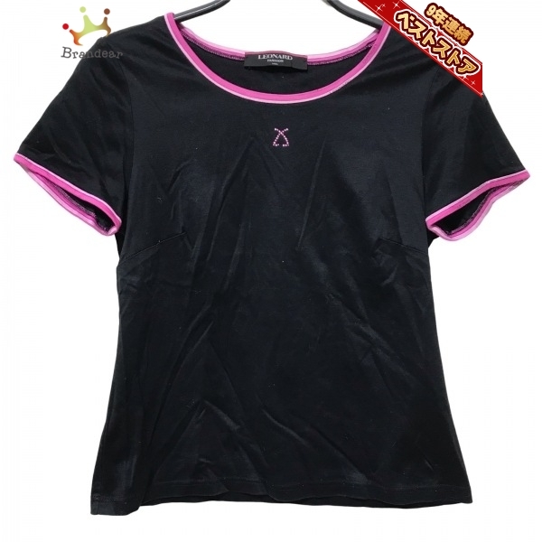 レオナール LEONARD 半袖Tシャツ サイズM - 黒×ピンク×ライトピンク