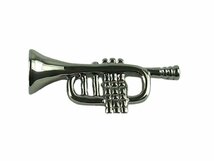 ★ピンバッジ ピンズ ラペルピン トランペット TRUMPET 楽器 音楽 シルバー 【送料無料】★_画像3