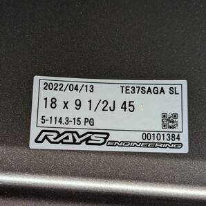 【極美品】レイズ RAYS TE37 SAGA SL 18インチ 9.5J+45 PCD114.3 5穴 ニットーNT555G2 255/35R18の画像5