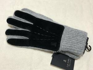 335新品LANVIN COLLECTIONランバン メンズアンゴラ混羊革コンビデザイン手袋