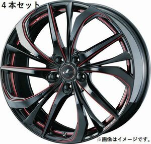 個人宅発送可能 ウエッズ Weds 17×6.5J +53 5穴 PCD114.3 BK/SC(RED) ホイール 4本セット LEONIS TE レオニス・ティーイー (38758)