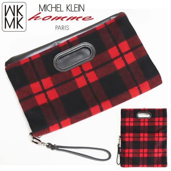 《MK MICHEL KLEIN HOMME MKミッシェルクランオム》新品 チェック柄２Wayクラッチバッグ トートバッグ A7997