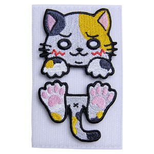 にとろん ミリタリーパッチ はさみねこ 蓄光パッチ ベルクロ [ 三毛猫 ] ミリタリーワッペン アップリケ スリーブバッジ