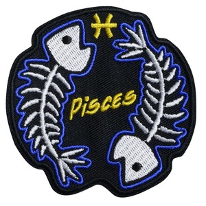 Ivamis Trading パッチ PISCES SKULL 黄道十二星座パッチ 魚座 ツイル生地 P5473