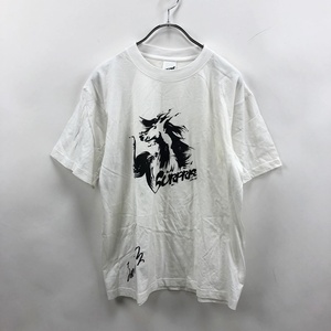 JRA2003 サプライズ 明石家さんまサインプリント半袖Tシャツ プリント コットン100％ ホワイト サイズF レディース