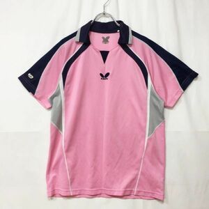 Butterfly/バタフライ ユニフォームシャツ　ジャージ 半袖Ｔシャツ スポーツ ピンク サイズＬ　卓球