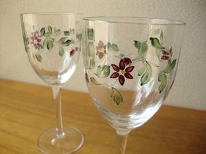  Europe made hand paint flower flower pair wine glass 2 customer Europe glass hand made 