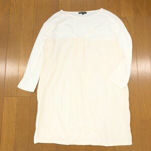 23区 ニジュウサンク シルク切替 ストレッチ チュニック カットソー 38(M) オフホワイト 長袖 Tシャツ ロンT 国内正規品 レディース 女性用