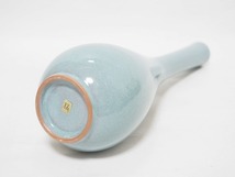 A1540 平安 橘吉 造 鶴首 花瓶 ☆ 高24.3㎝ 華道具 花道具 茶道具 花器 花生 花活 花入 一輪挿し 飾壺 飾壷 陶器 たち吉 美品 良品 無傷_画像9