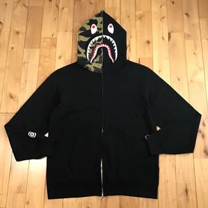 ★XL★ 1st camo green × black シャーク パーカー a bathing ape BAPE shark full zip hoodie エイプ ベイプ アベイシングエイプ ai9