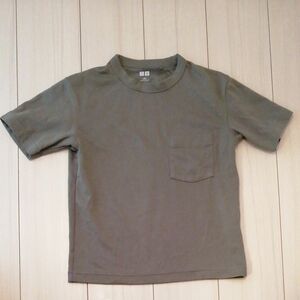 ユニクロ 半袖Tシャツ 140 キッズ Ｔシャツ カーキ ポケット付きシャツ