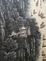 真作 中国書画「李可染 峽江帆影図」肉筆紙本 掛け軸 書画立軸 巻き物 古美術 旧蔵出_画像6