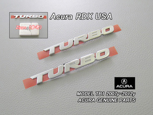 アキュラRDX【ACURA】TB1純正USエンブレムセット2点-TURBOマーク(99mm×9mm)/USDM北米仕様ターボ海外USAバッジ米国ホンダHONDA各車流用に！