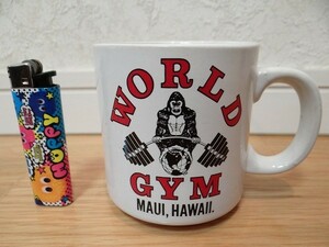 80年代 ビンテージ WORLD GYM HAWAII MAUI ハワイ マウイ ワールドジム ボディビル マグカップ 当時物