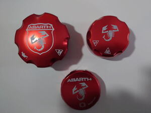  Fiat abarth ABARTH oriented aluminium shaving (formation process during milling) cap 3 point set body color : red 