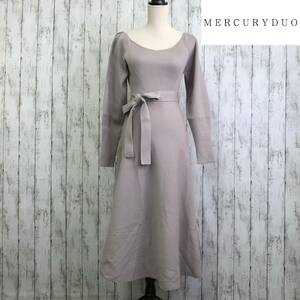 MERCURYDUO Mercury Duo ire Hem flair knitted One-piece F size beige long height S10-118 USED