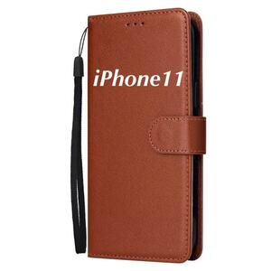  solid складной с ремешком .iPhone11 блокнот type кейс Brown 