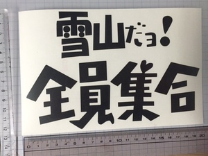 雪山だよ全員集合 ステッカー　屋外用カッティングシート送料無料　色選択可能【黒赤青白水色黄色オレンジ緑ピンクより】スノーボーダー