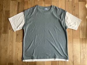 新品 メンズ ドライワッフル レイヤードTシャツ 半袖 Lサイズ