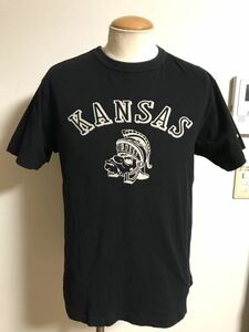 希少 Champion チャンピオン KANSAS 抜染 Tシャツ L 黒 カレッジ ロゴ ビンテージ xpv