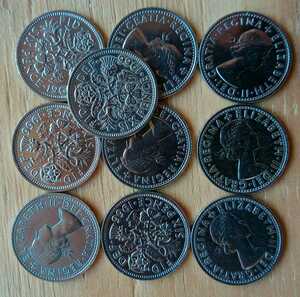 10コインセット 1966年 シックスペンス イギリス 6ペンス エリザベス女王 美品です綺麗にポリッシュされていてピカピカのコインです