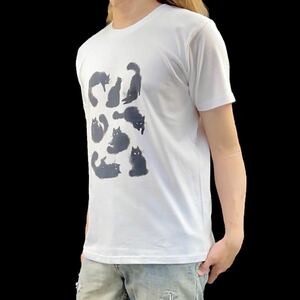 新品 黒猫 クロネコ 集い 集会 集団 パステル 水墨画 アニマル アート Tシャツ S M L XL ビッグ オーバーサイズ XXL~5XL ロンT パーカー 可