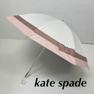  new goods 52050 Kate Spade Kate spade* white white pink bai color Glo gran ribbon summer shield 1 class shade . rain combined use parasol umbrella .. shade ..