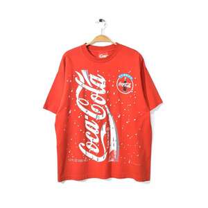 【送料無料】90s コカコーラ USA製 ヴィンテージTシャツ オールド 赤 レッド COCA COLA サイズXL アメカジ 古着 @BZ0030