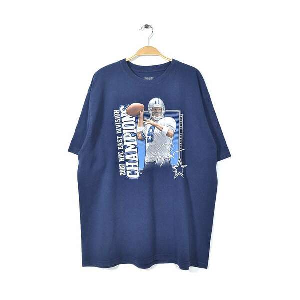 【送料無料】リーボック NFL ダラスカウボーイズ トニーロモ Tシャツ 紺 Dallas Cowboys アメフト サイズXL 古着 @BE0006