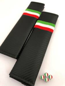  Italy seat belt cover shoulder pad national flag carbon style valve cap Fiat FIAT 124 126 127 128 131 500 500C 500L 500S 500X