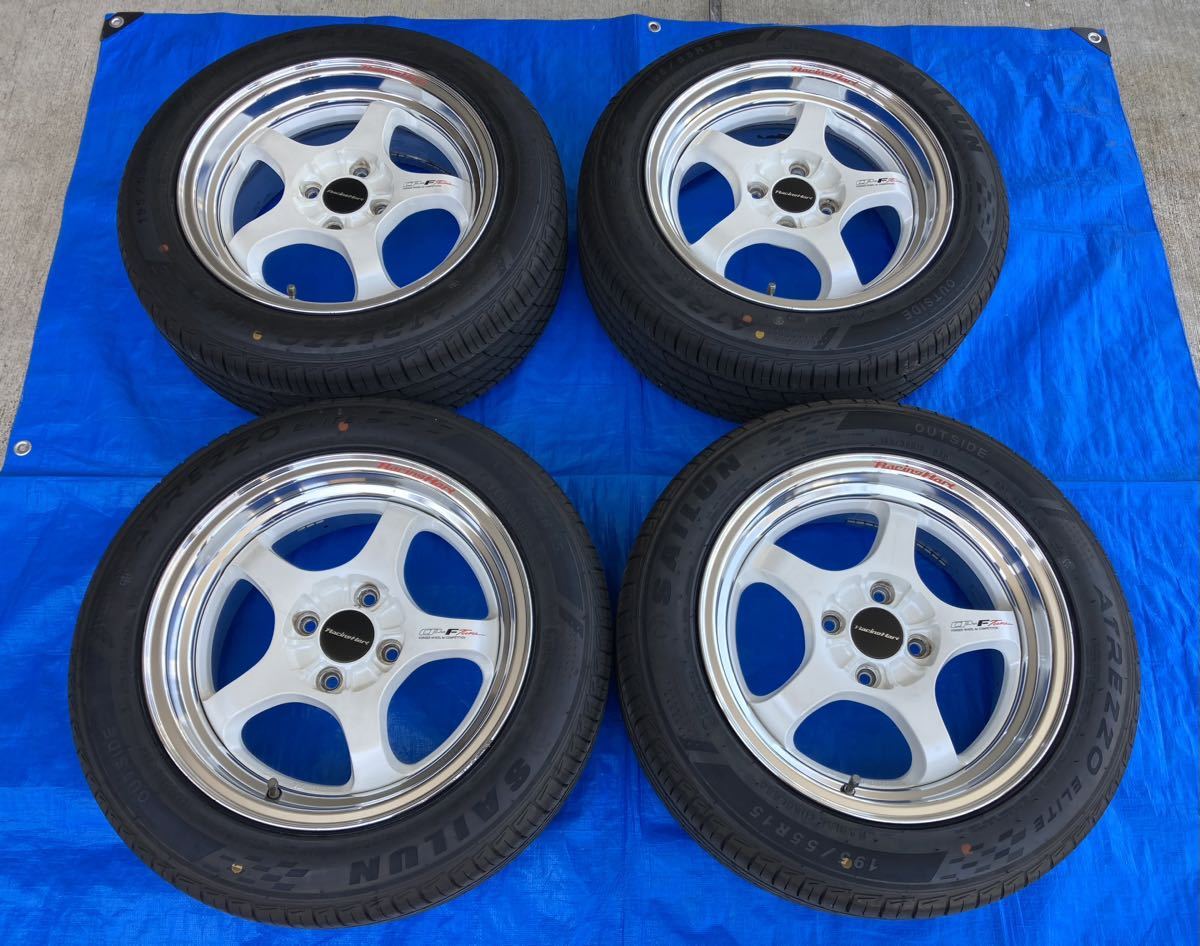 タイヤ溝あり15インチホイール 7jj +38 pcd100マルチ 2本