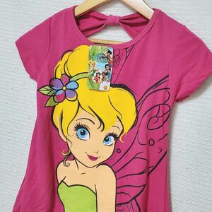 新品 Disney ディズニー FAIRIES ティンカーベル ワンピース 半袖Tシャツ 6サイズ 110～120 ピンク