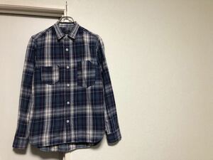 【送料込み】MADE IN JAPAN日本製sunny sports　サニースポーツチェック柄青系長袖マチ付コットンシャツsize S