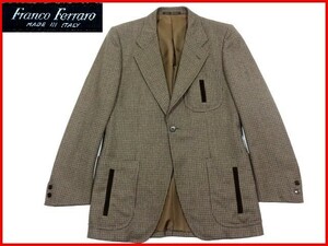 即決★イタリア製★FRANCO FERRARO フランコフェラーロ ウール ハンティング ジャケット サイズ50 ツイード チェック メンズ
