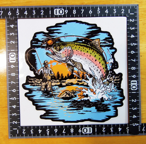 niji форель .f Lyman стикер 13×13(cm) RF1 [* анонимность рассылка * Rainbow форель шерсть игла рыбалка рыба ]