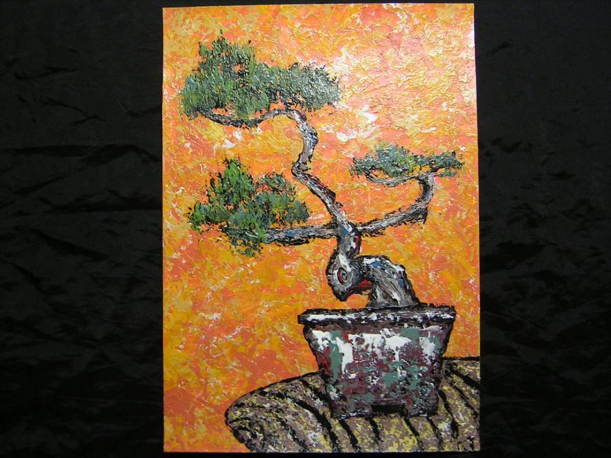 painting, picture, art, hand drawn illustration, handwriting, Original picture, interior, Special processing, still life painting, bonsai, plant, wood, Water cloud colored crane *Will be shipped in a frame, artwork, painting, others