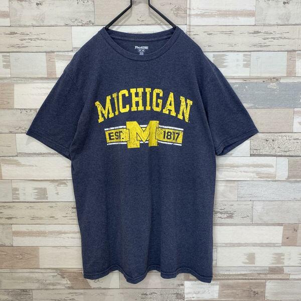 US古着 カレッジTシャツ Michigan アメカジ M メンズ レディース ダークグレー