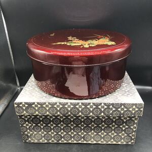 希少　茶櫃 玉虫塗　四君子　茶器　茶道具 ちゃびつ　銘あり　蒔絵 物入れ　共箱　O12