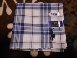 ☆新品・未使用品　ポロ　ラルフローレン　POLO RALPH LAUREN　ハンカチ　はんかち　綿麻　白系　★タオルハンカチ　ハンドタオル☆