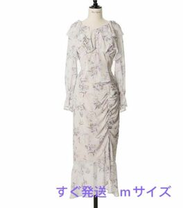 新品her lip to Gentiana Print Frill Set Up 花柄 シャツワンピース