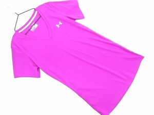 ネコポスOK UNDER ARMOUR アンダーアーマー ヒートギア スリムフィット トレーニングウェア カットソー sizeXS/紫 ■◆ ☆ dea9 レディース